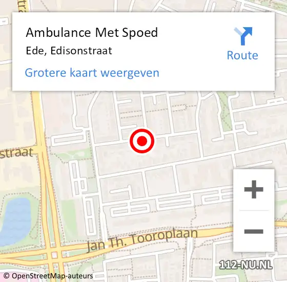 Locatie op kaart van de 112 melding: Ambulance Met Spoed Naar Ede, Edisonstraat op 19 april 2022 08:08