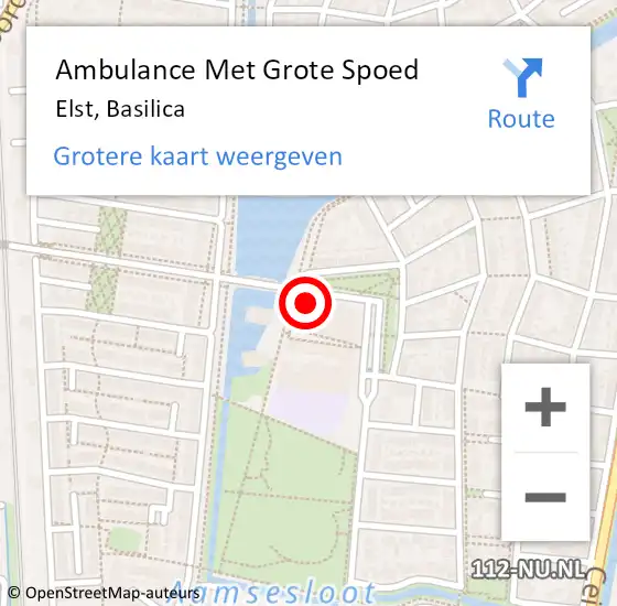 Locatie op kaart van de 112 melding: Ambulance Met Grote Spoed Naar Elst, Basilica op 19 april 2022 08:19