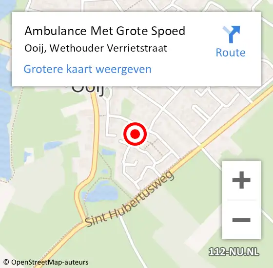 Locatie op kaart van de 112 melding: Ambulance Met Grote Spoed Naar Ooij, Wethouder Verrietstraat op 19 april 2022 08:22