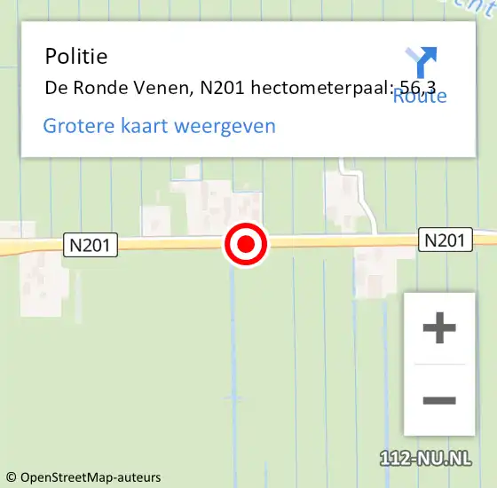Locatie op kaart van de 112 melding: Politie De Ronde Venen, N201 hectometerpaal: 56,3 op 19 april 2022 08:25