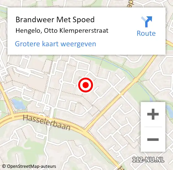 Locatie op kaart van de 112 melding: Brandweer Met Spoed Naar Hengelo, Otto Klempererstraat op 19 april 2022 08:39