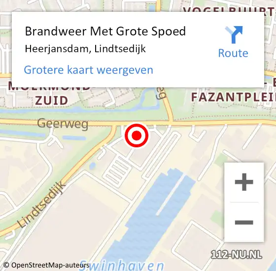 Locatie op kaart van de 112 melding: Brandweer Met Grote Spoed Naar Heerjansdam, Lindtsedijk op 19 april 2022 08:49