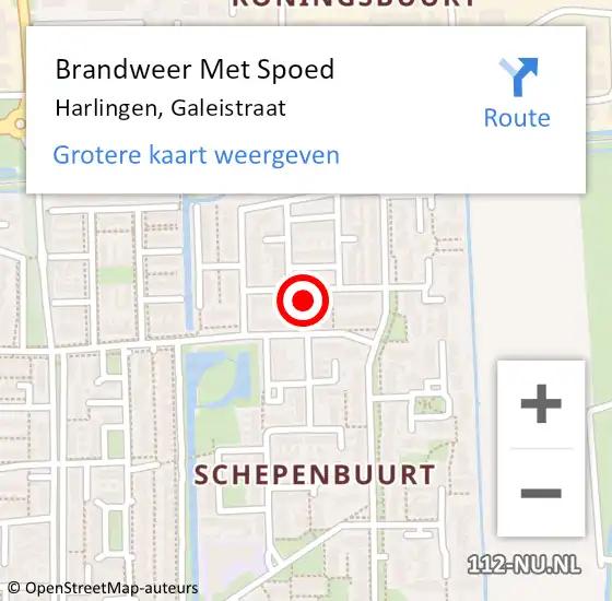 Locatie op kaart van de 112 melding: Brandweer Met Spoed Naar Harlingen, Galeistraat op 19 april 2022 08:55