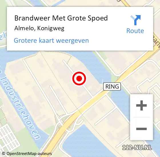 Locatie op kaart van de 112 melding: Brandweer Met Grote Spoed Naar Almelo, Konigweg op 14 juli 2014 20:22