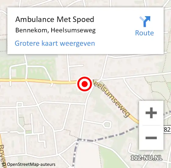 Locatie op kaart van de 112 melding: Ambulance Met Spoed Naar Bennekom, Heelsumseweg op 19 april 2022 09:00