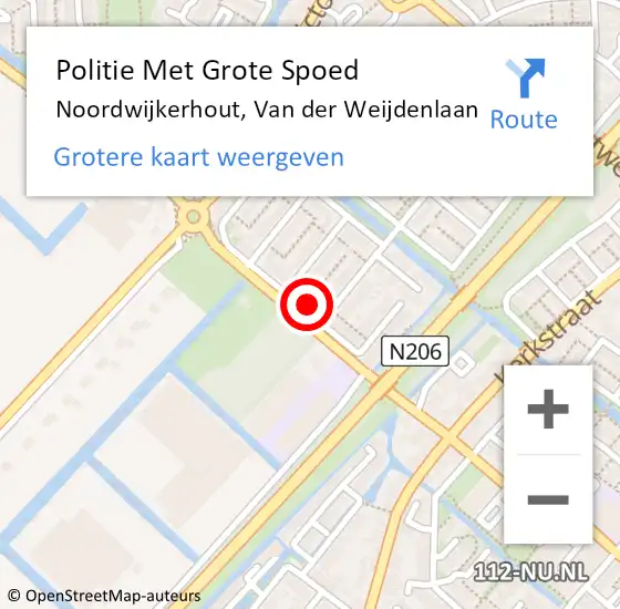 Locatie op kaart van de 112 melding: Politie Met Grote Spoed Naar Noordwijkerhout, Van der Weijdenlaan op 19 april 2022 09:13