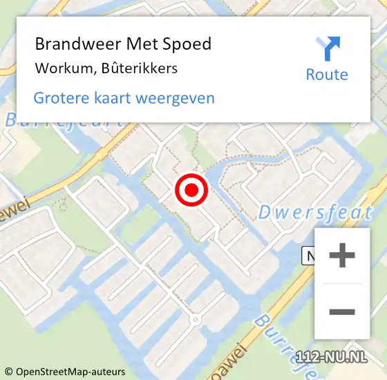 Locatie op kaart van de 112 melding: Brandweer Met Spoed Naar Workum, Bûterikkers op 19 april 2022 09:22