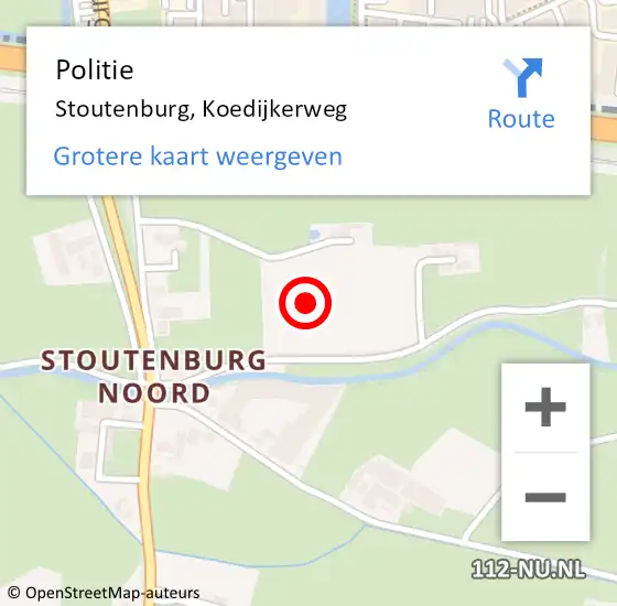 Locatie op kaart van de 112 melding: Politie Stoutenburg, Koedijkerweg op 19 april 2022 09:50