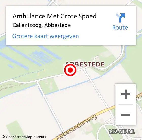 Locatie op kaart van de 112 melding: Ambulance Met Grote Spoed Naar Callantsoog, Abbestede op 19 april 2022 10:02