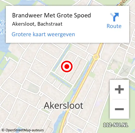 Locatie op kaart van de 112 melding: Brandweer Met Grote Spoed Naar Akersloot, Bachstraat op 19 april 2022 10:15