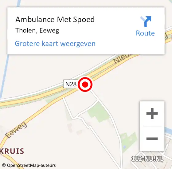 Locatie op kaart van de 112 melding: Ambulance Met Spoed Naar Tholen, Eeweg op 14 juli 2014 20:29