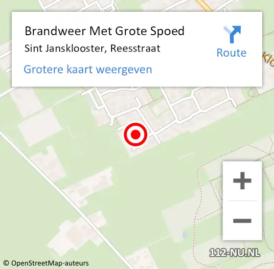 Locatie op kaart van de 112 melding: Brandweer Met Grote Spoed Naar Sint Jansklooster, Reesstraat op 19 april 2022 10:36