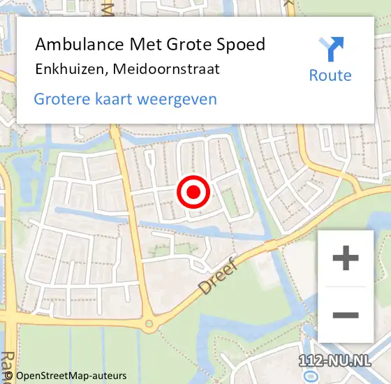 Locatie op kaart van de 112 melding: Ambulance Met Grote Spoed Naar Enkhuizen, Meidoornstraat op 19 april 2022 10:43