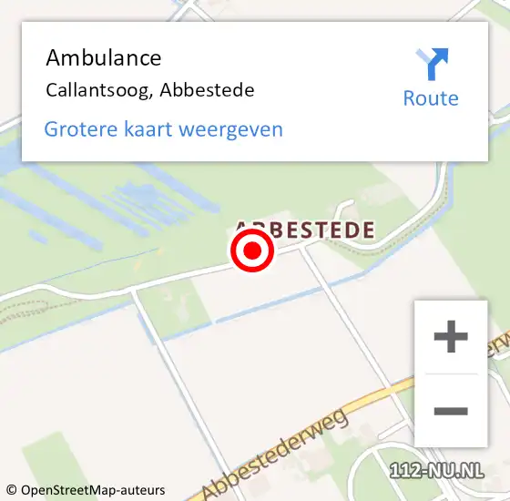 Locatie op kaart van de 112 melding: Ambulance Callantsoog, Abbestede op 19 april 2022 10:49