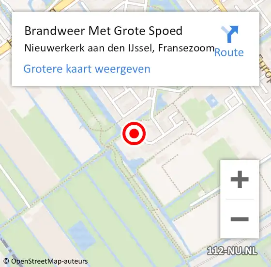 Locatie op kaart van de 112 melding: Brandweer Met Grote Spoed Naar Nieuwerkerk aan den IJssel, Fransezoom op 19 april 2022 10:56