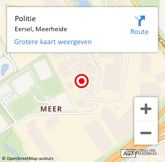 Locatie op kaart van de 112 melding: Politie Eersel, Meerheide op 19 april 2022 11:57