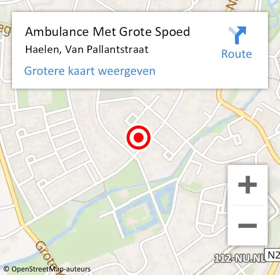 Locatie op kaart van de 112 melding: Ambulance Met Grote Spoed Naar Haelen, Van Pallantstraat op 19 april 2022 11:58