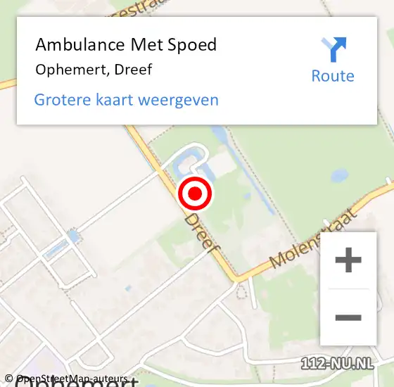 Locatie op kaart van de 112 melding: Ambulance Met Spoed Naar Ophemert, Dreef op 19 april 2022 12:10