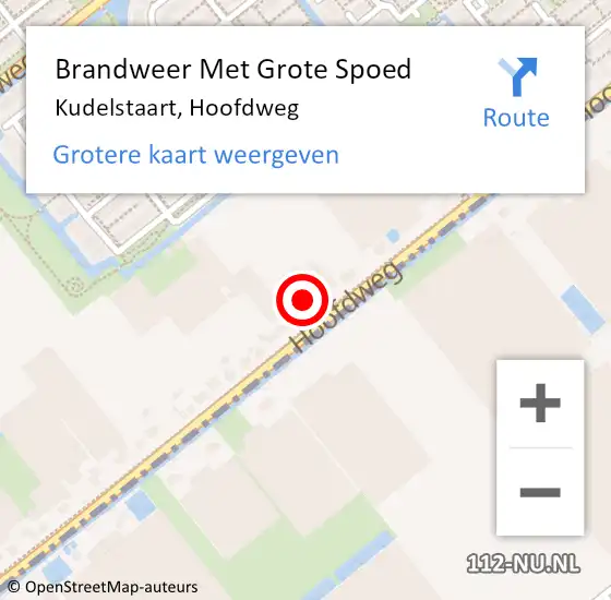 Locatie op kaart van de 112 melding: Brandweer Met Grote Spoed Naar Kudelstaart, Hoofdweg op 19 april 2022 12:27