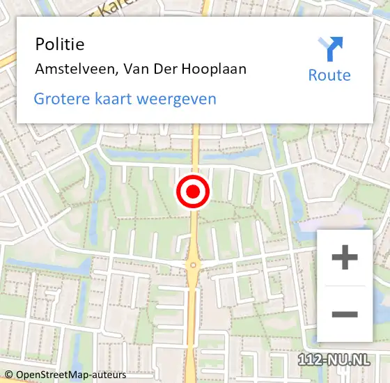 Locatie op kaart van de 112 melding: Politie Amstelveen, Van Der Hooplaan op 8 september 2013 22:11