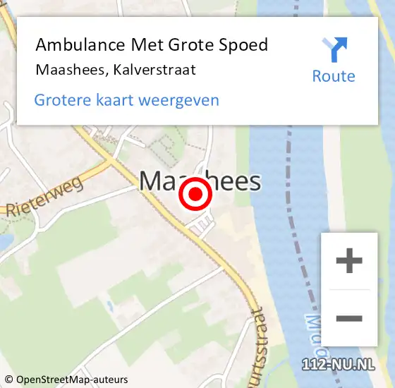 Locatie op kaart van de 112 melding: Ambulance Met Grote Spoed Naar Maashees, Kalverstraat op 14 juli 2014 20:54