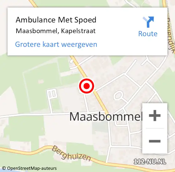 Locatie op kaart van de 112 melding: Ambulance Met Spoed Naar Maasbommel, Kapelstraat op 19 april 2022 12:49