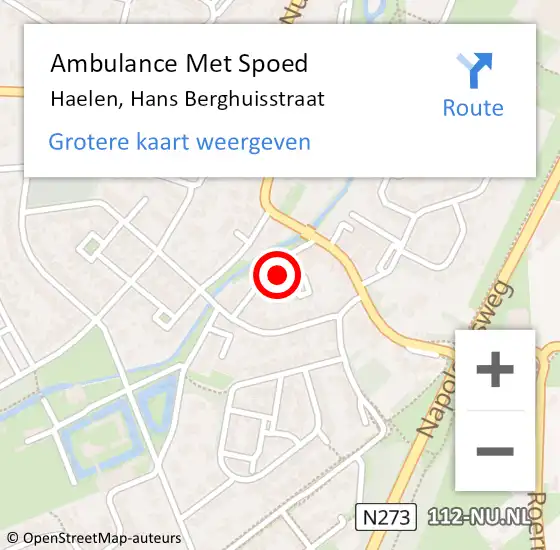 Locatie op kaart van de 112 melding: Ambulance Met Spoed Naar Haelen, Hans Berghuisstraat op 8 oktober 2013 10:57