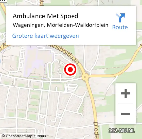 Locatie op kaart van de 112 melding: Ambulance Met Spoed Naar Wageningen, Mörfelden-Walldorfplein op 19 april 2022 12:59