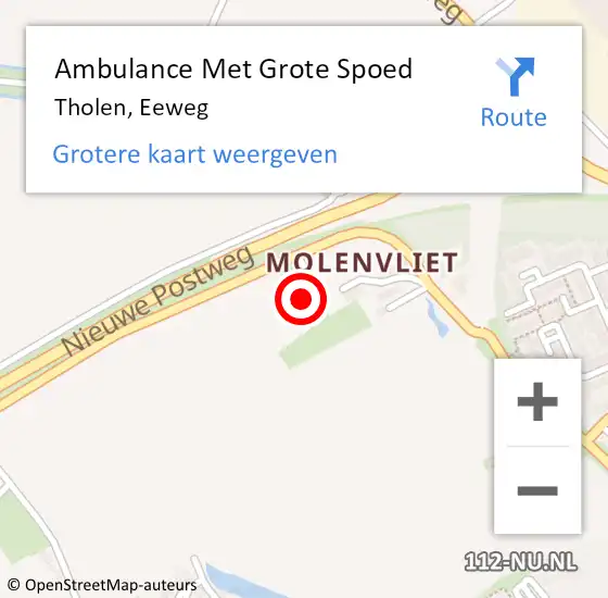 Locatie op kaart van de 112 melding: Ambulance Met Grote Spoed Naar Tholen, Eeweg op 14 juli 2014 20:55