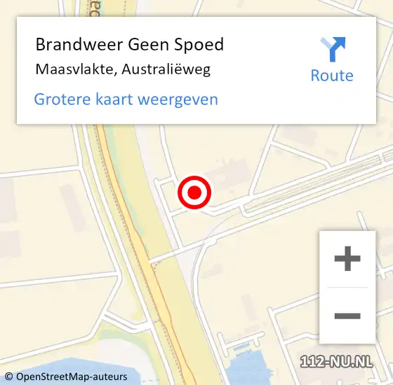 Locatie op kaart van de 112 melding: Brandweer Geen Spoed Naar Maasvlakte, Australiëweg op 19 april 2022 13:04