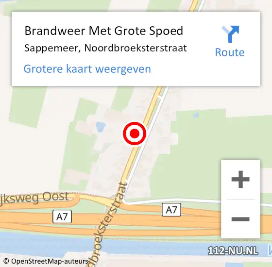 Locatie op kaart van de 112 melding: Brandweer Met Grote Spoed Naar Sappemeer, Noordbroeksterstraat op 19 april 2022 13:09