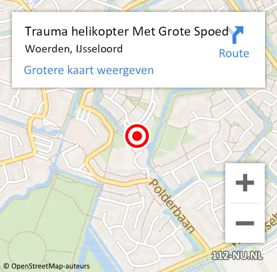 Locatie op kaart van de 112 melding: Trauma helikopter Met Grote Spoed Naar Woerden, IJsseloord op 19 april 2022 13:12