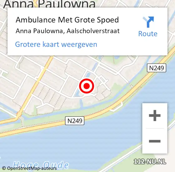 Locatie op kaart van de 112 melding: Ambulance Met Grote Spoed Naar Anna Paulowna, Aalscholverstraat op 19 april 2022 13:13