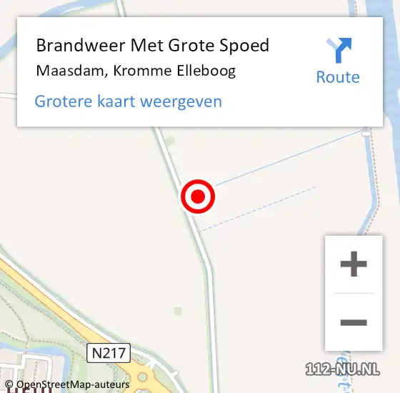 Locatie op kaart van de 112 melding: Brandweer Met Grote Spoed Naar Maasdam, Kromme Elleboog op 19 april 2022 13:18