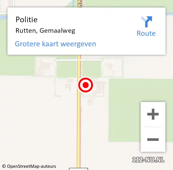 Locatie op kaart van de 112 melding: Politie Rutten, Gemaalweg op 19 april 2022 13:21