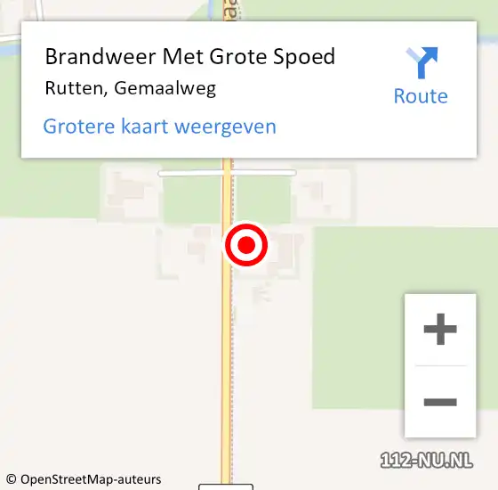 Locatie op kaart van de 112 melding: Brandweer Met Grote Spoed Naar Rutten, Gemaalweg op 19 april 2022 13:25