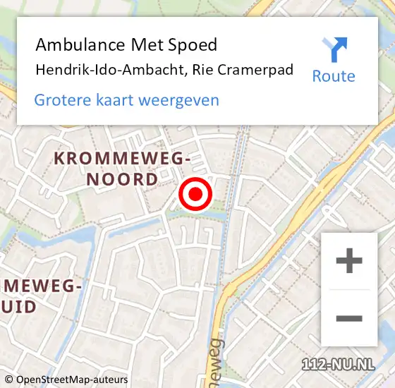 Locatie op kaart van de 112 melding: Ambulance Met Spoed Naar Hendrik-Ido-Ambacht, Rie Cramerpad op 19 april 2022 13:31