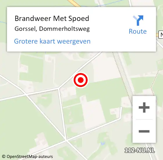 Locatie op kaart van de 112 melding: Brandweer Met Spoed Naar Gorssel, Dommerholtsweg op 19 april 2022 13:37