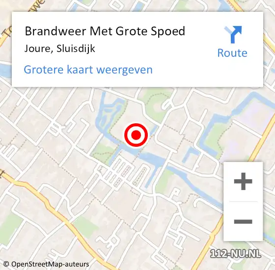 Locatie op kaart van de 112 melding: Brandweer Met Grote Spoed Naar Joure, Sluisdijk op 19 april 2022 13:38