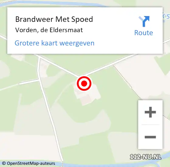 Locatie op kaart van de 112 melding: Brandweer Met Spoed Naar Vorden, de Eldersmaat op 19 april 2022 13:43