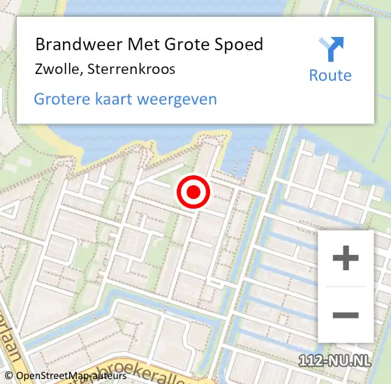 Locatie op kaart van de 112 melding: Brandweer Met Grote Spoed Naar Zwolle, Sterrenkroos op 19 april 2022 13:56