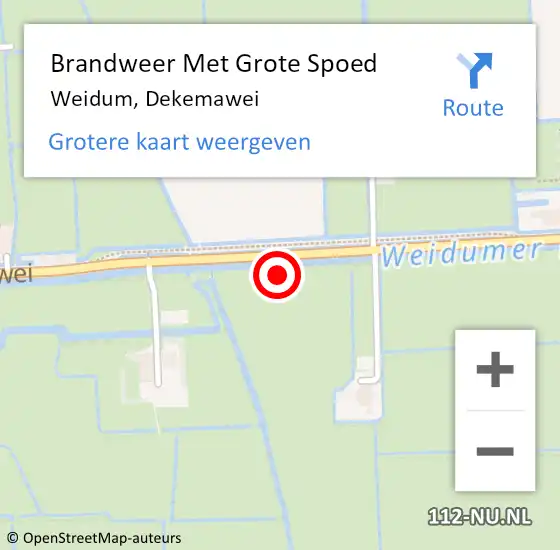 Locatie op kaart van de 112 melding: Brandweer Met Grote Spoed Naar Weidum, Dekemawei op 19 april 2022 13:56