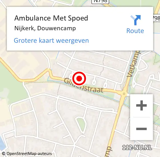 Locatie op kaart van de 112 melding: Ambulance Met Spoed Naar Nijkerk, Douwencamp op 19 april 2022 14:05