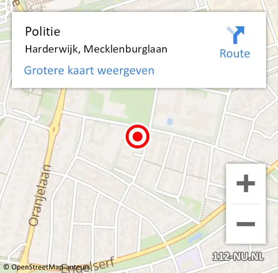 Locatie op kaart van de 112 melding: Politie Harderwijk, Mecklenburglaan op 19 april 2022 14:24