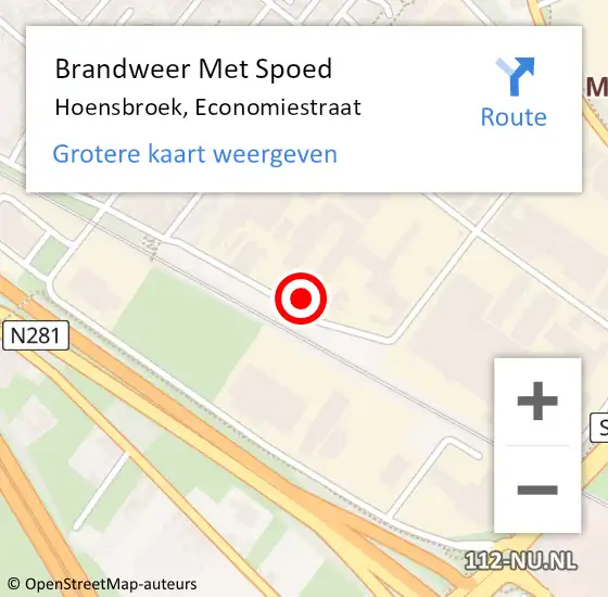 Locatie op kaart van de 112 melding: Brandweer Met Spoed Naar Hoensbroek, Economiestraat op 19 april 2022 14:30