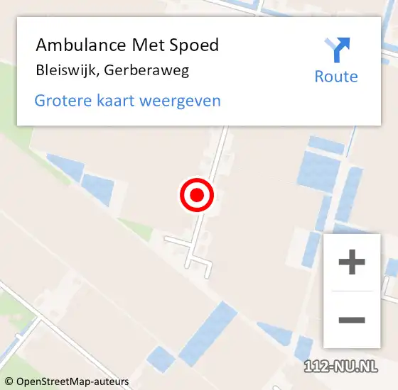 Locatie op kaart van de 112 melding: Ambulance Met Spoed Naar Bleiswijk, Gerberaweg op 19 april 2022 14:36