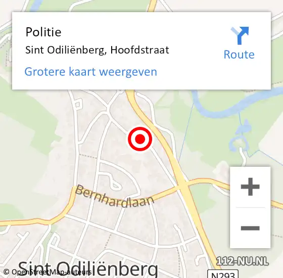 Locatie op kaart van de 112 melding: Politie Sint Odiliënberg, Hoofdstraat op 19 april 2022 14:51