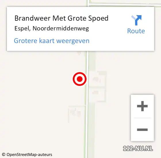 Locatie op kaart van de 112 melding: Brandweer Met Grote Spoed Naar Espel, Noordermiddenweg op 19 april 2022 15:16