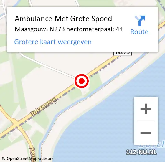 Locatie op kaart van de 112 melding: Ambulance Met Grote Spoed Naar Maasgouw, N273 hectometerpaal: 44 op 19 april 2022 15:32