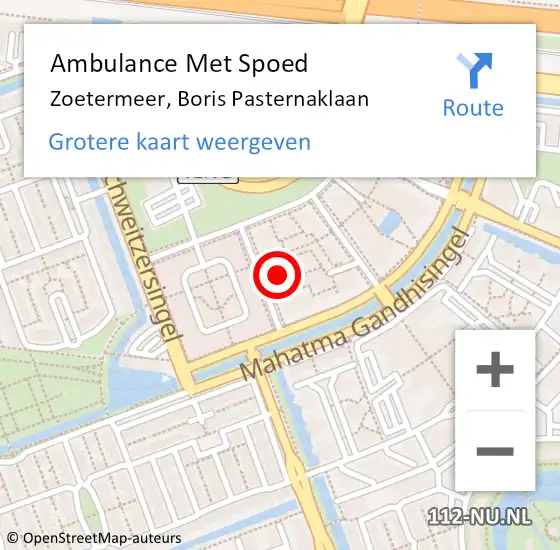 Locatie op kaart van de 112 melding: Ambulance Met Spoed Naar Zoetermeer, Boris Pasternaklaan op 19 april 2022 15:33